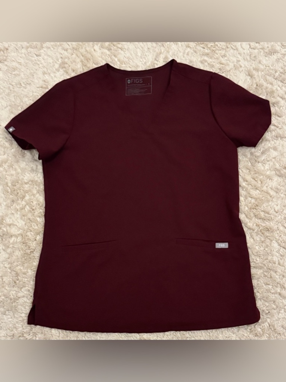 FIGS Technical Collection Moss Maroon/Burgundy Scrub Short Sleeve Top